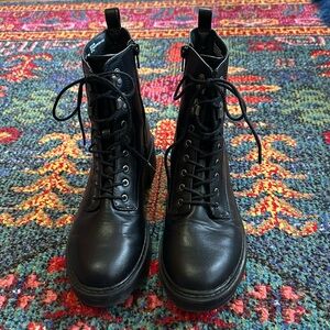 Black Lace-Up Boots.